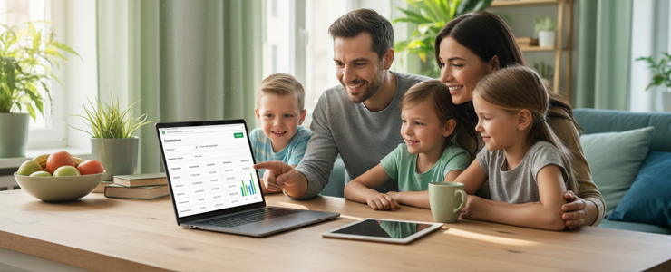 Paar vergleicht am Laptop transparente Stromtarife ohne Bonus